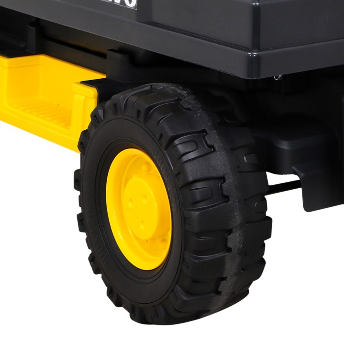 Koparka Volvo na akumulator Żółta + Ruchoma łyżka + 2 baseniki + 150 piłek + Pilot + Radio MP3 + LED-12 7758 