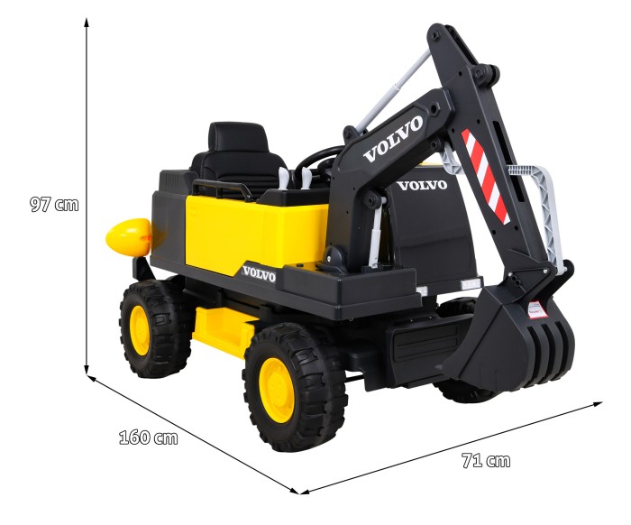 Koparka Volvo na akumulator Żółta + Ruchoma łyżka + 2 baseniki + 150 piłek + Pilot + Radio MP3 + LED-13 7758 