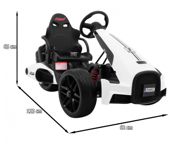 Gokart na akumulator Bolid XR-1 dla dzieci Biały + Regulowana kierownica + Profilowane siedzenie-2 7789 