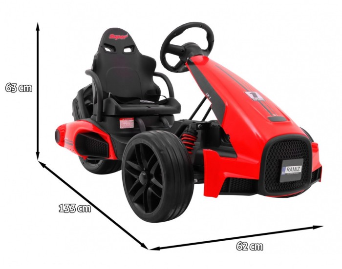 Gokart na akumulator Bolid XR-1 dla dzieci Czerwony + Regulowana kierownica + Profilowane siedzenie-2 7790 