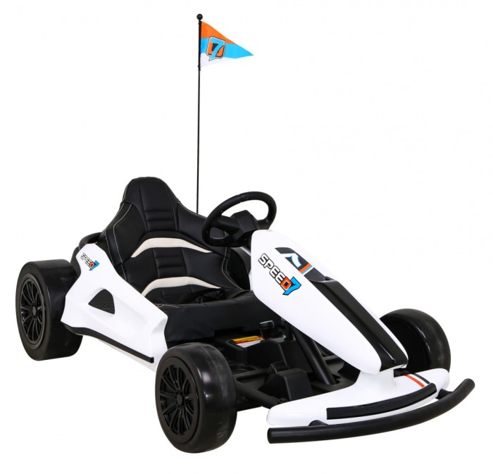 Gokart Speed 7 Drift King na akumulator dla dzieci Biały + Funkcja driftu + Sportowe siedzenie + 2 Prędkości + EVA-9 7796 