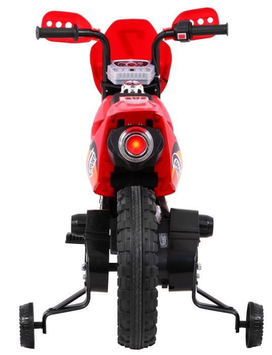 Motorek Cross dla dzieci Pojazd na akumulator Czerwony + Pomocnicze kółka + Dźwięki LED-4 7825 