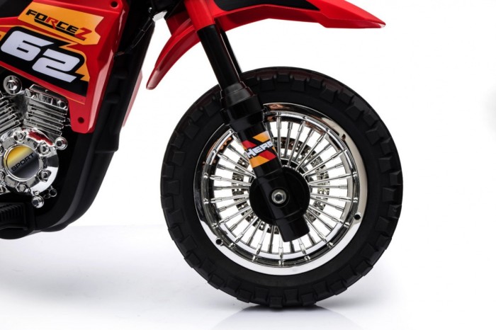 Motorek Cross dla dzieci Pojazd na akumulator Czerwony + Pomocnicze kółka + Dźwięki LED-13 7825 