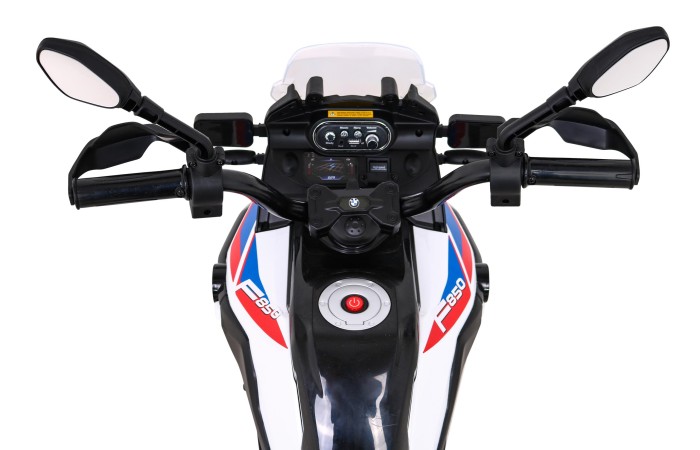Motor BMW F850 GS na akumulator dla dzieci Biały + Kółka pomocnicze + Audio LED + Wolny Start + EVA-8 7829 