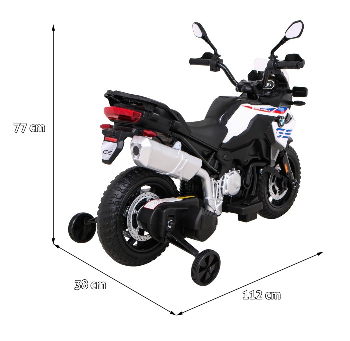 Motor BMW F850 GS na akumulator dla dzieci Biały + Kółka pomocnicze + Audio LED + Wolny Start + EVA-10 7829 