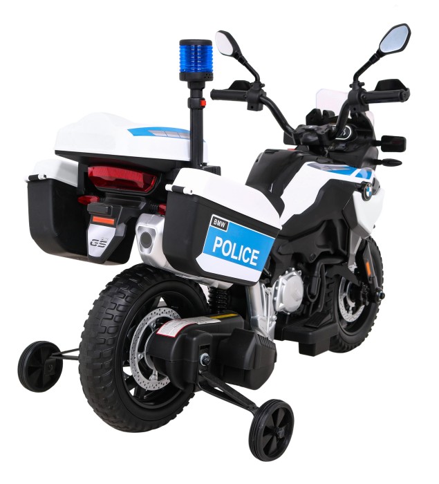 Motor Policyjny BMW F850 GS na akumulator dla dzieci + Kółka pomocnicze + Syrena + Światła + 2 Kufry + Wolny Start-11 7831 