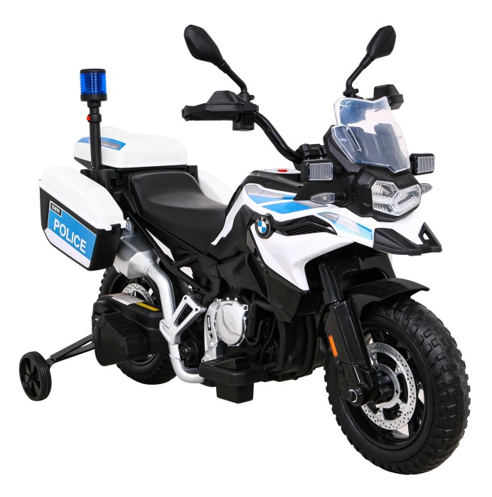 Motor Policyjny BMW F850 GS na akumulator dla dzieci + Kółka pomocnicze + Syrena + Światła + 2 Kufry + Wolny Start-13 7831 