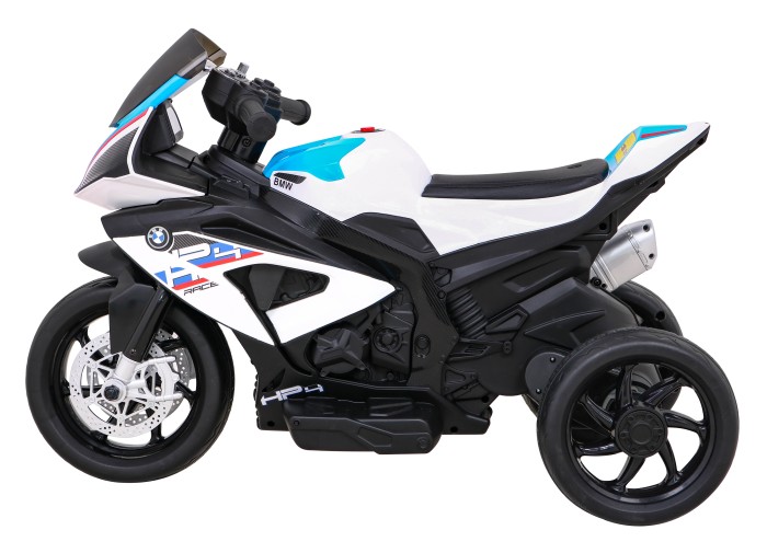 Motor BMW HP4 na akumulator dla dzieci Biały + 3 Koła + LED + MP3 USB + Ekoskóra-4 7833 