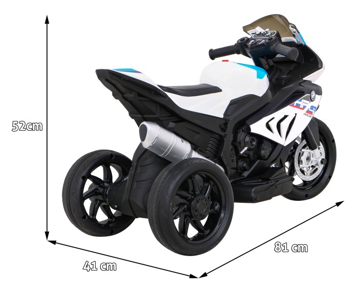 Motor BMW HP4 na akumulator dla dzieci Biały + 3 Koła + LED + MP3 USB + Ekoskóra-11 7833 