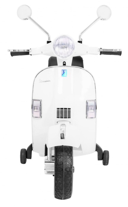 Skuter Vespa elektryczny dla dzieci Biały + Kółka pomocnicze + Audio + Ekoskóra + EVA + Wolny Start-3 7836 