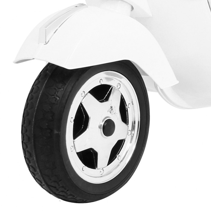 Skuter Vespa elektryczny dla dzieci Biały + Kółka pomocnicze + Audio + Ekoskóra + EVA + Wolny Start-13 7836 