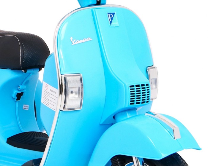 Skuter Vespa elektryczny dla dzieci Niebieski + Kółka pomocnicze + Audio + Ekoskóra + EVA + Wolny Start-12 7837 