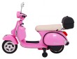Skuter Vespa elektryczny dla dzieci Różowy + Kółka pomocnicze + Audio + Ekoskóra + EVA + Wolny Start-4 7838 
