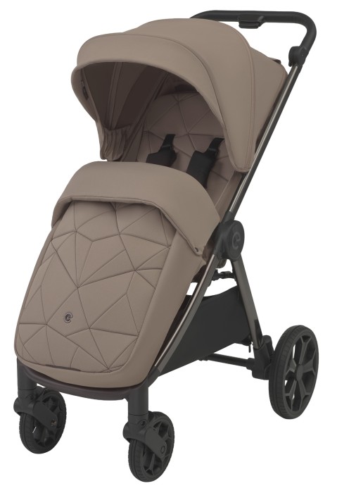 dziecięcy wózek spacerowy - espiro wind - kolor dusty beige - osłona na nóżki - widok od przodu