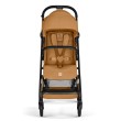 Cybex Beezy 3.0 w kolorze Cinnamon Yellow - widok od frontu na siedzisko i pasy
