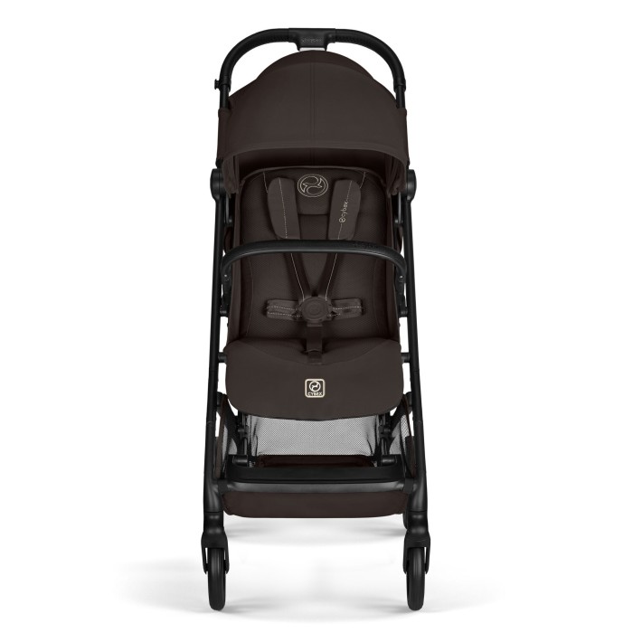 Cybex Beezy 3.0 w kolorze  Chocolate Brown - widok od frontu na siedzisko i pasy