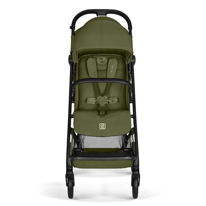 Cybex Beezy 3.0 w kolorze Moss Green - widok od frontu na siedzisko i pasy