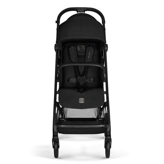 Cybex Beezy 3.0 w kolorze Magic Black - widok od frontu na siedzisko i pasy
