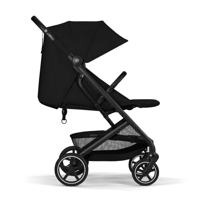 Cybex Beezy 3.0 w kolorze Magic Black - widok z boku z rozłożonym oparciem