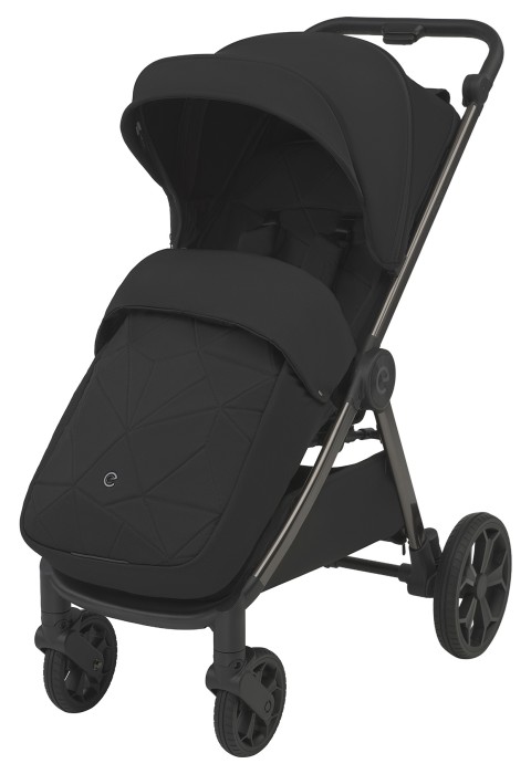 dziecięcy wózek spacerowy - espiro wind - kolor mistral black - osłona na nóżki - widok od przodu