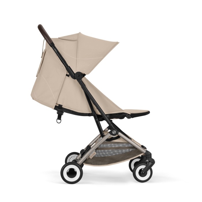 CYBEX Orfeo wózek spacerowy w kolorze Almond Beige - widok z boku z oparciem w pozycji leżącej