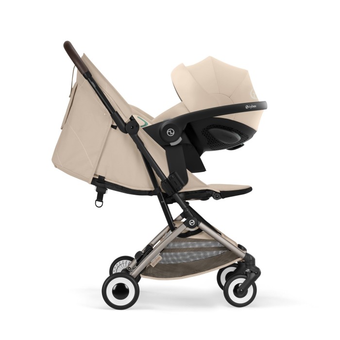 CYBEX Orfeo wózek spacerowy w kolorze Almond Beige - wózek z zapietym fotelikiem
