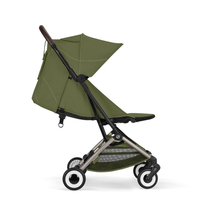 CYBEX Orfeo wózek spacerowy w kolorze Moss Green - widok z boku z oparciem w pozycji leżącej