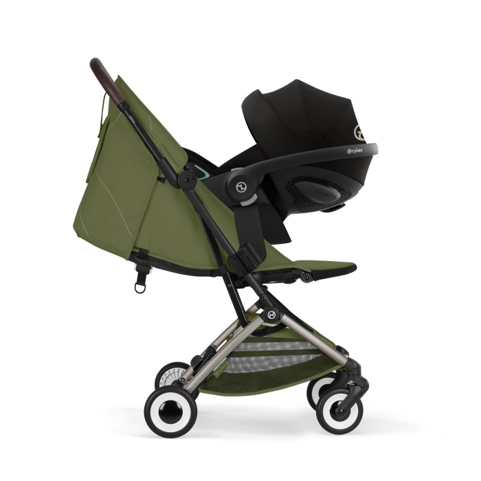 CYBEX Orfeo wózek spacerowy w kolorze Moss Green - wózek z zapietym fotelikiem