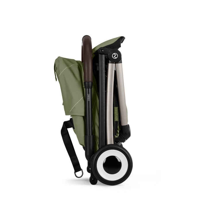 CYBEX Orfeo wózek spacerowy w kolorze Moss Green - widok złożonego wózka z boku