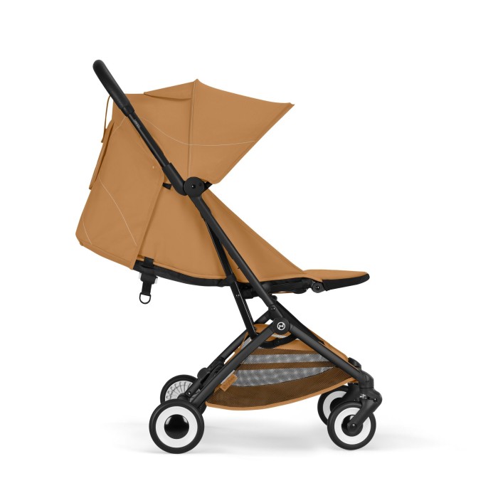 CYBEX Orfeo wózek spacerowy w kolorze Cinnamon Yellow- widok z boku z oparciem w pozycji leżącej