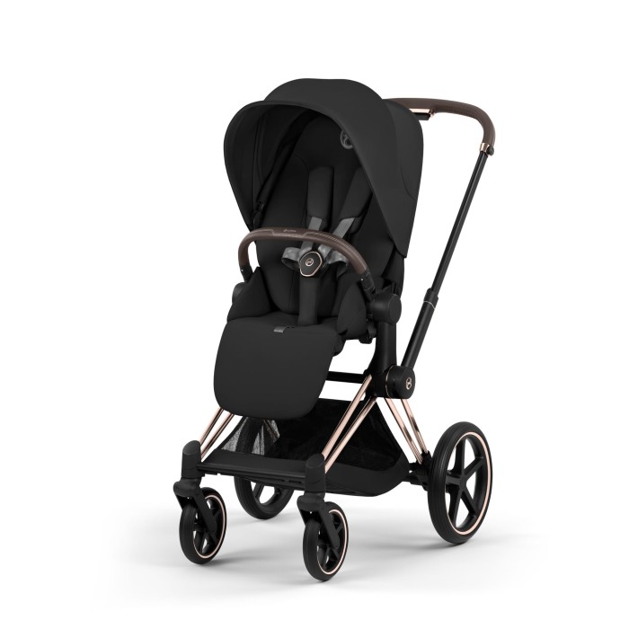 Cybex Priam 5 kolor Sepia Black / Rosegold  wózek spacerowy przodem po skosie