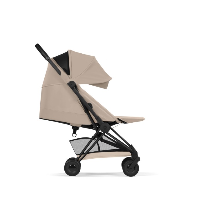 Cybex Coya kolor Comfort Cozy Begie - wózek spacerowy widok z boku z rozłożonym oparciem