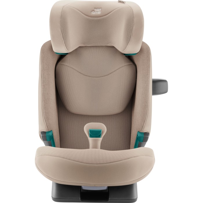Britax Romer Safefix kolor Teak fotelika dla starszaka - zdjęcie od frontu z zagłówkiem w środkowej wysokości