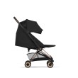 Cybex Coya kolor Comfort Sepia Black / Rosegold - wózek spacerowy widok z boku z rozłożonym oparciem