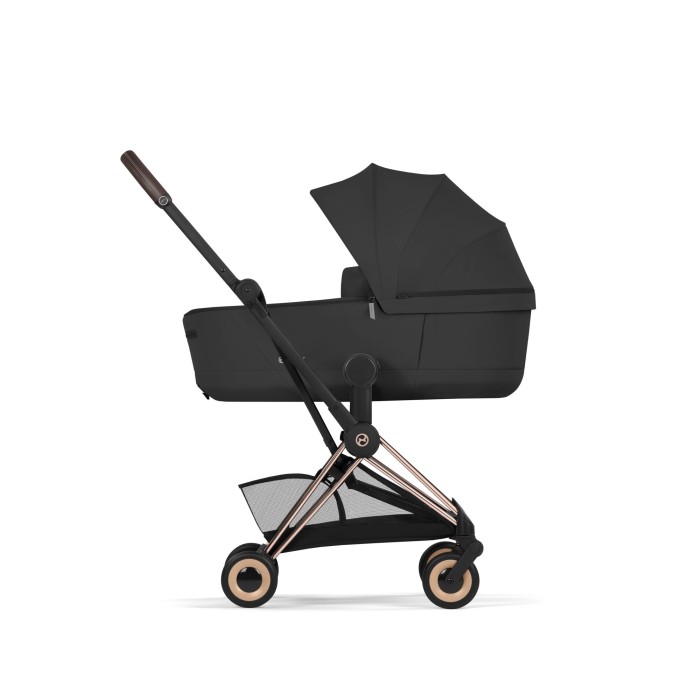 Cybex Coya 2.0 Comfort Sepia Black - stelaż ze składaną gondolą - widok z boku