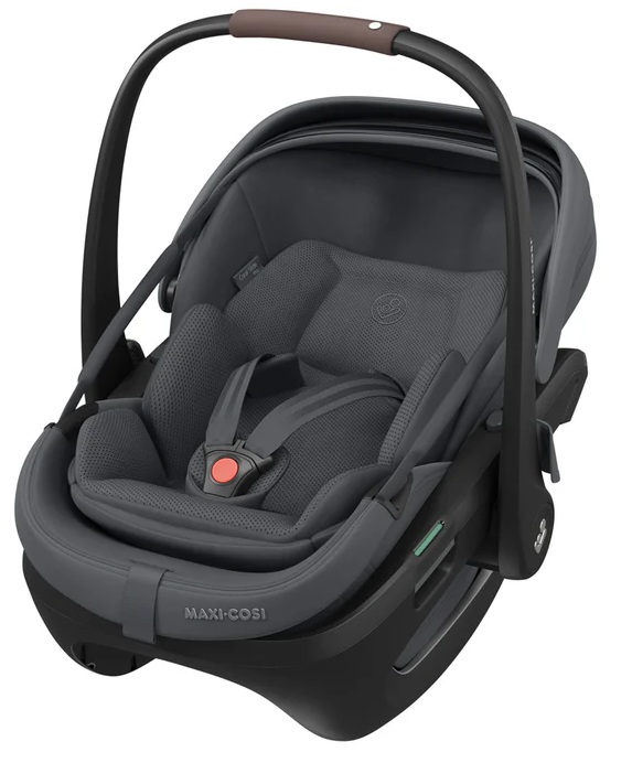 maxi-cosi coral slide pro - modułowy fotelik obrotowy - fotelik dla noworodka - kolor moon graphite - grafitowy - widok pod skosem