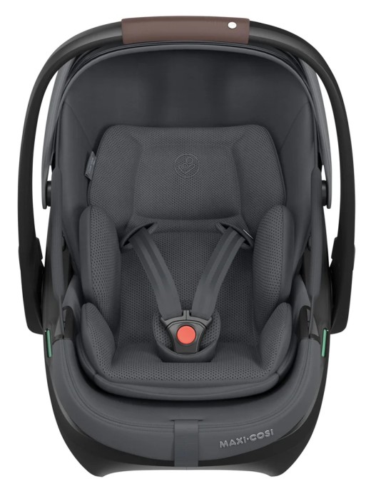 maxi-cosi coral slide pro - modułowy fotelik obrotowy - fotelik dla noworodka - kolor moon graphite - grafitowy - widok od przodu