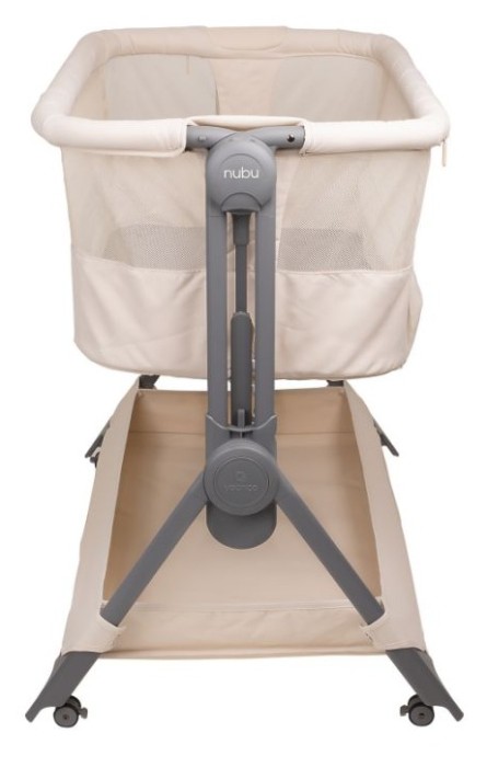 yoonco nubu - łóżeczko 2w1 z funkcją dostawki - kolor cream - widok od boku