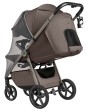 dziecięcy wózek spacerowy - carrello bravo lite deluxe - kolor derby brown - widok od tyłu (przedłużona budka, wentylacja pleców, moskitiera)
