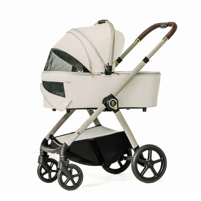 wózek dziecięcy 2w1 - dada prams flux - wersja głęboka - wentylacja panoramiczna - kolor almond - widok od boku