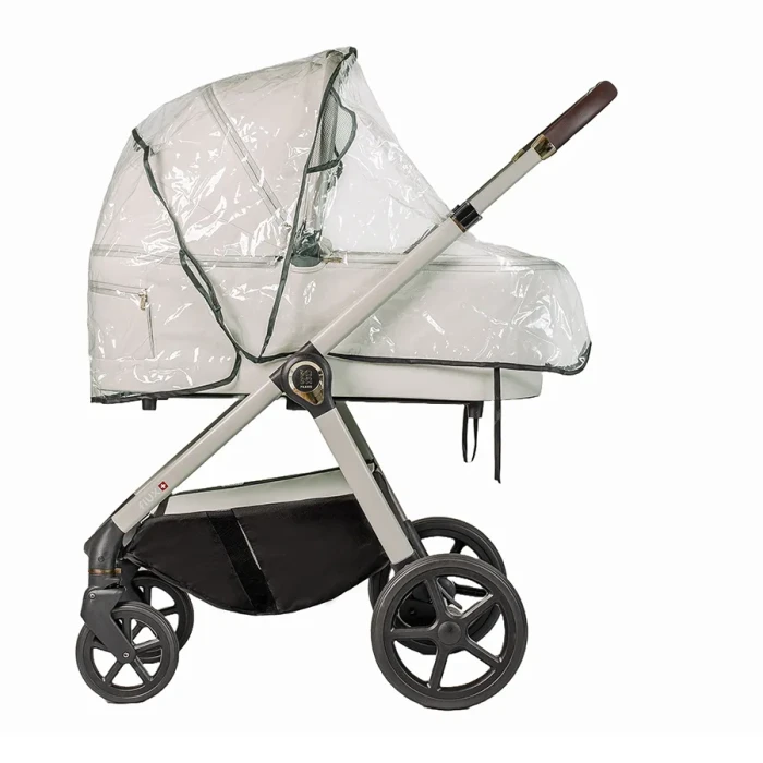 wózek dziecięcy 2w1 - dada prams flux - wersja głęboka - folia przeciwdeszczowa - kolor almond - widok od boku