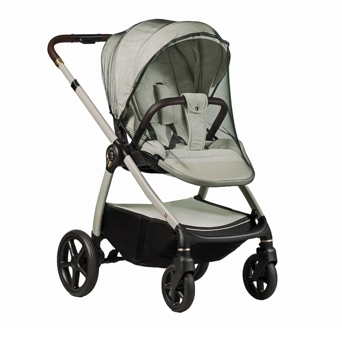 wózek dziecięcy 2w1 - dada prams flux - wersja spacerowa - moskitiera - kolor almond - widok od przodu