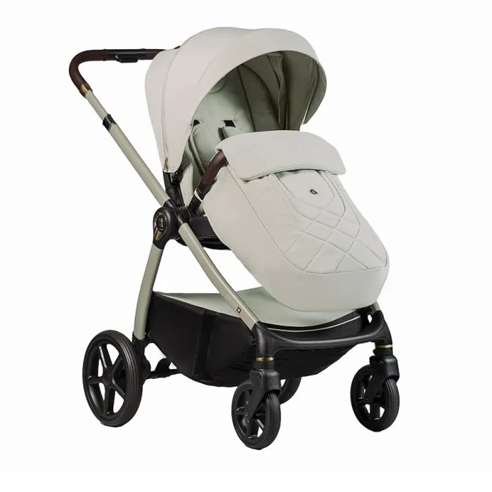 wózek dziecięcy 2w1 - dada prams flux - wersja spacerowa - osłona na nóżki - kolor almond - widok od przodu