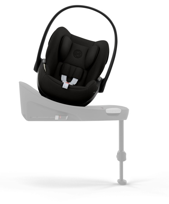 cybex cloud g3 - fotelik dla noworodka 40-87 cm - kolor magic black - poglądowe zdjęcie na obrotowej bazie isofix (sprzedawana osobno)