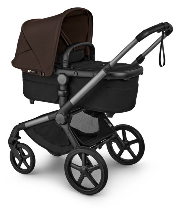 bugaboo fox 5 renew - wózek dziecięcy 2w1 - grafitowy stelaż - kolor black / cocoa brown - wersja głęboka