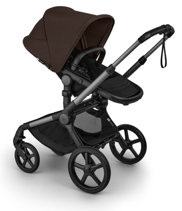 bugaboo fox 5 renew - wózek dziecięcy 2w1 - grafitowy stelaż - kolor black / cocoa brown - wersja spacerowa