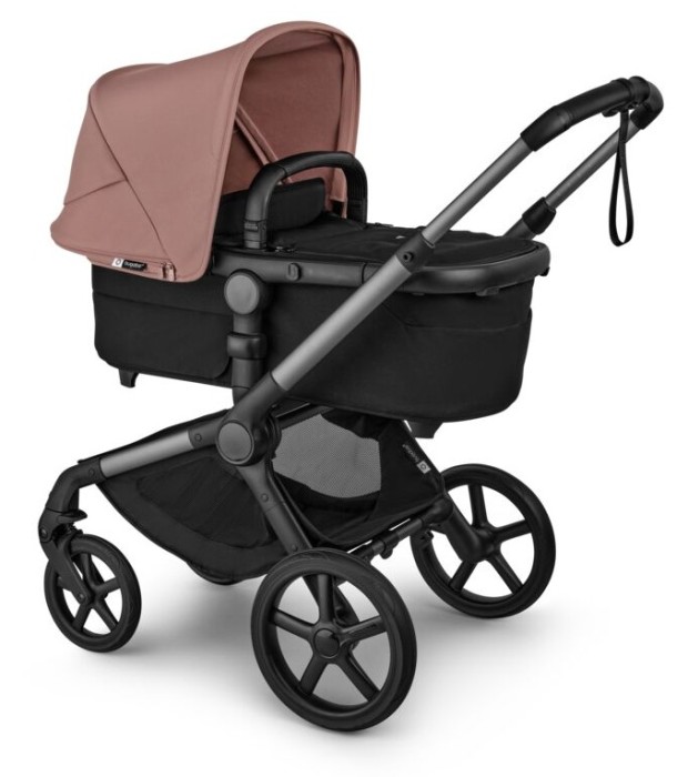 bugaboo fox 5 renew - wózek dziecięcy 2w1 - grafitowy stelaż - kolor black / dusty pink - wersja głęboka