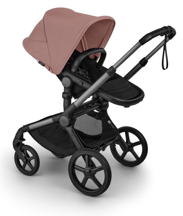 bugaboo fox 5 renew - wózek dziecięcy 2w1 - grafitowy stelaż - kolor black / dusty pink - wersja spacerowa