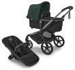 bugaboo fox 5 renew - wózek dziecięcy 2w1 - grafitowy stelaż - kolor black / fern green - wersja głęboko-spacerowa z wpiętą gondolą