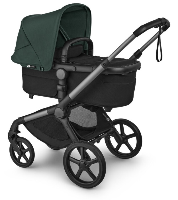 bugaboo fox 5 renew - wózek dziecięcy 2w1 - grafitowy stelaż - kolor black / fern green - wersja głęboka